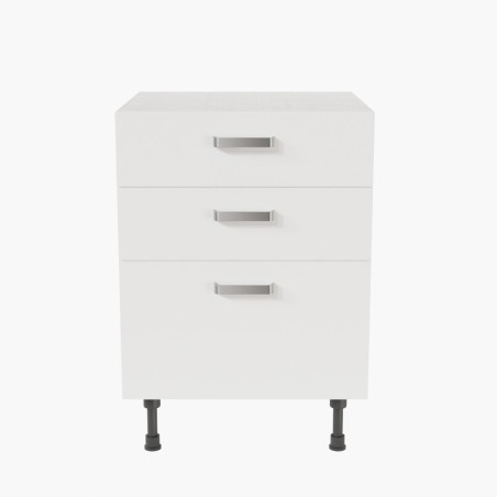 Meuble de cuisine bas - Casserolier - 60 cm - Blanc