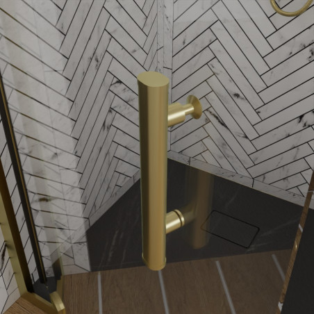 Poignée porte de douche pivotante 80 cm GOLDY - Profilé doré - Verre 6mm