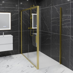 Paroi de douche d'angle porte coulissante + retour fixe GOLDY 160 cm x 90 cm
