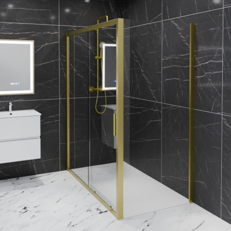 Paroi de douche d'angle porte coulissante + retour fixe GOLDY 160 cm x 90 cm