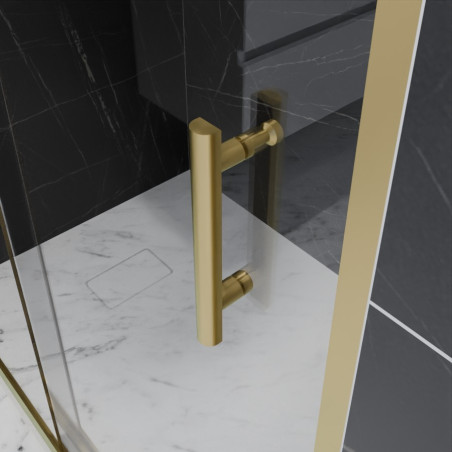 Poignée paroi de douche d'angle porte coulissante + retour fixe GOLDY