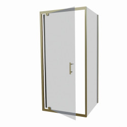 Paroi de douche d'angle porte pivotante GOLDY 90 x 90 cm - Profilé doré - Verre 6 mm