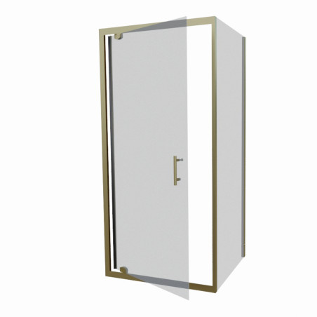 Paroi de douche d'angle porte pivotante GOLDY 90 x 90 cm - Profilé doré - Verre 6 mm