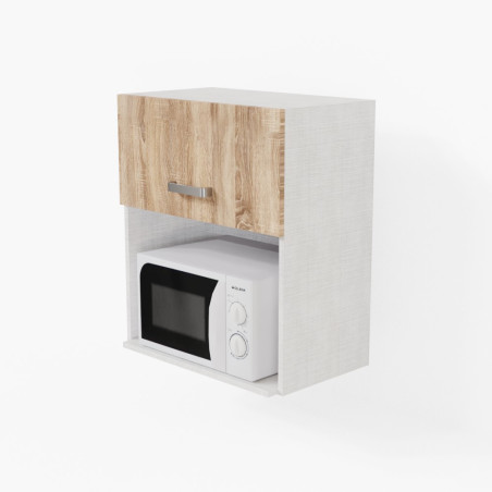 Meuble micro-ondes - 60 cm - Porte coloris Chêne