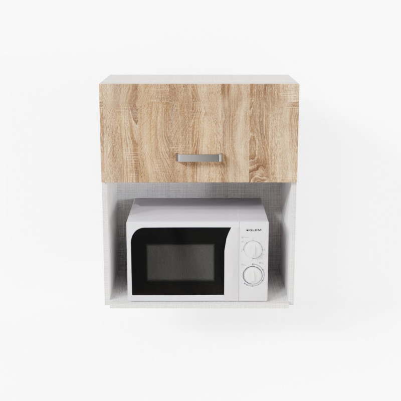 Meuble micro-ondes - 60 cm - Porte coloris Chêne Meuble micro-ondes - 60 cm - Porte coloris Chêne