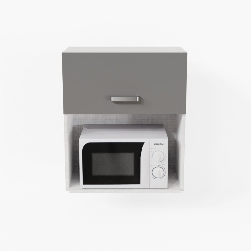Meuble micro-ondes - 60 cm - Porte coloris Gris Meuble micro-ondes - 60 cm - Porte coloris Gris