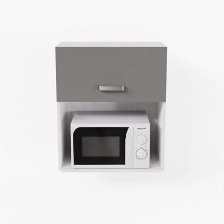 Meuble micro-ondes - 60 cm - Porte coloris Gris
