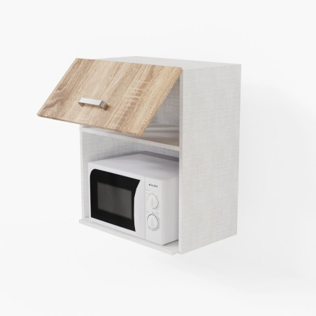 Meuble micro-ondes - 60 cm - Porte coloris Chêne