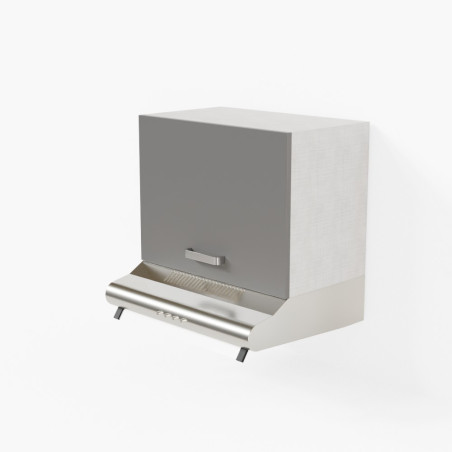 Meuble sur hotte - 60 cm - Porte coloris gris
