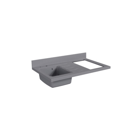 Plan de travail monobloc avec évier intégré PlaniQuartz 100 cm - Evier à gauche coloris Cromo 