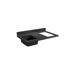 Plan de travail monobloc avec évier intégré PlaniQuartz 100 cm - Evier à gauche coloris Néro