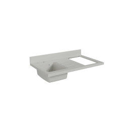 Plan de travail monobloc avec évier intégré PlaniQuartz 100 cm - Evier à gauche coloris Snova