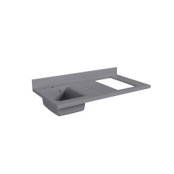 Plan de travail monobloc avec évier intégré PlaniQuartz 120 cm - Evier à gauche coloris Cromo