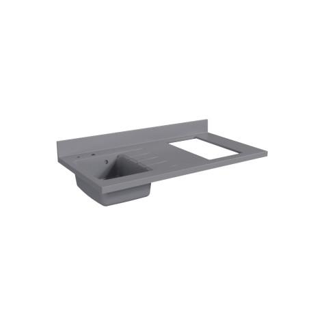 Plan de travail monobloc avec évier intégré PlaniQuartz 120 cm - Evier à gauche coloris Cromo