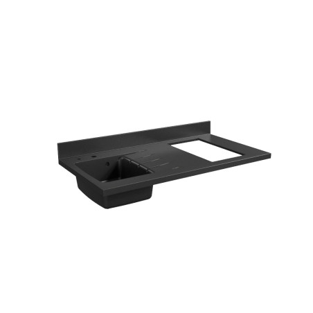 Plan de travail monobloc avec évier intégré PlaniQuartz 120 cm - Evier à gauche coloris Néro