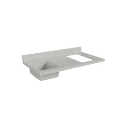 Plan de travail monobloc avec évier intégré PlaniQuartz 120 cm - Evier à gauche coloris Snova