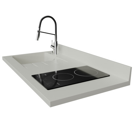 Plan de travail monobloc avec évier intégré PlaniQuartz 120 cm - Evier à gauche coloris Snova