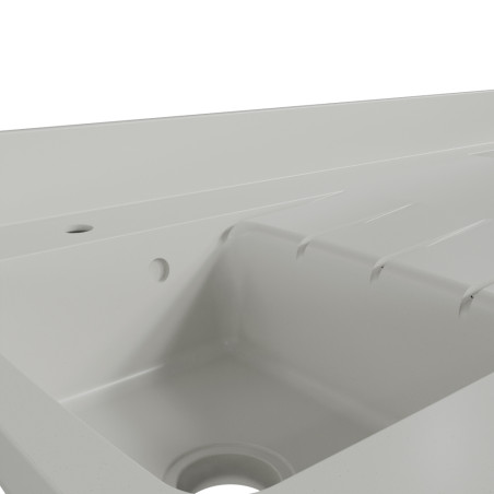 Plan de travail monobloc PlaniQuartz pour cuisine blanc - 140 cm 