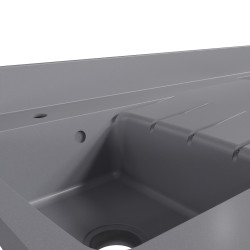Plan de travail monobloc PlaniQuartz pour cuisine gris - 140 cm 