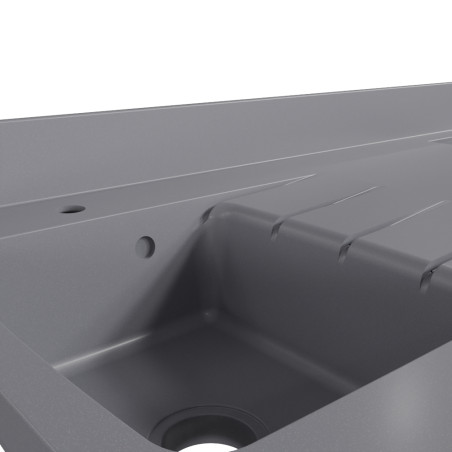 Plan de travail monobloc PlaniQuartz pour cuisine gris - 140 cm 
