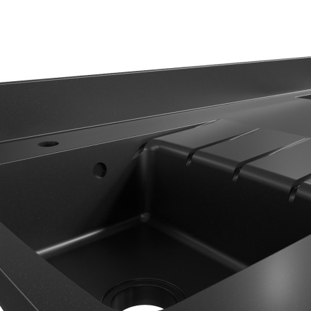 Plan de travail monobloc PlaniQuartz avec évier noir - 180 cm