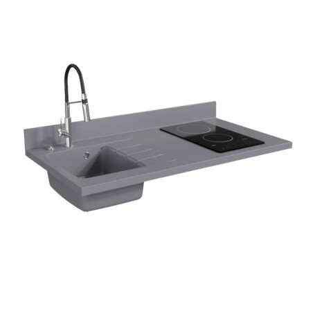 Plan de travail monobloc PlaniQuartz avec évier - 120 cm