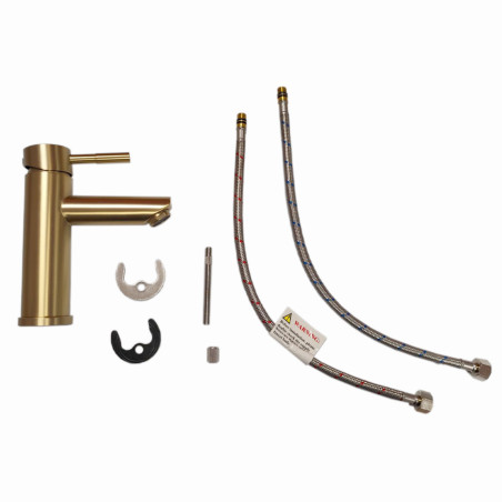 Mitigeur lavabo forme arrondie et finition doré mat - JENNY GOLD 