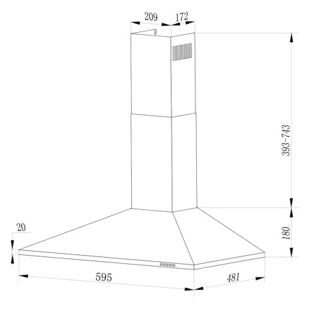 Dimensions hotte décorative inox - KLAF