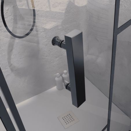 Poignée noire paroi de douche en angle ATELIA