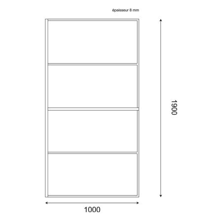 Dimensions paroi de douche noir mat avec porte-serviette et tablette DARKY 100 cm 