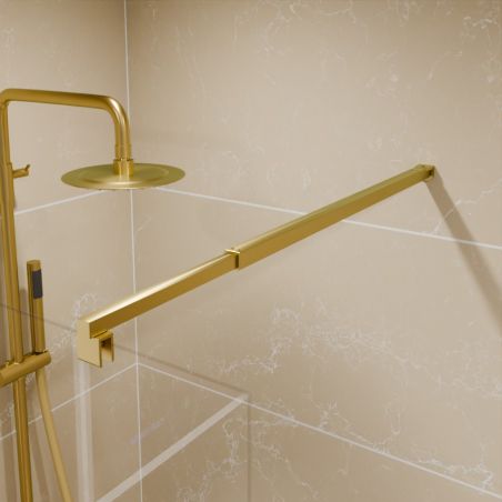 Barre de maintien doré - Paroi de douche fixe GOLDY - Profilé doré - Verre 8 mm