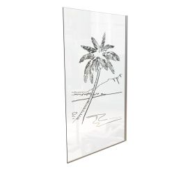 Paroi de douche fixe 120 cm PALMA - Profilé chromé - Verre 8 mm sérigraphié