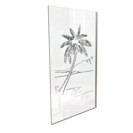 Paroi de douche fixe 120 cm PALMA - Profilé chromé - Verre 8 mm sérigraphié