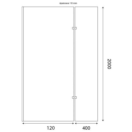 Paroi de douche fixe effet miroir fumé avec volet pivotant PSYCHE 120 cm - Profilé chromé - Verre 8 mm