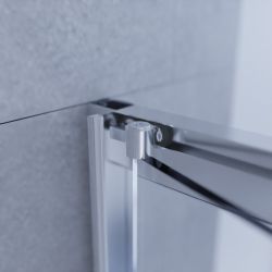 Paroi de douche d'angle porte rentrante CLEVER - Profilé chromé - Verre 6 mm sérigraphié