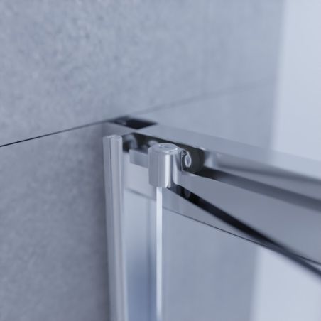 Paroi de douche d'angle porte rentrante CLEVER - Profilé chromé - Verre 6 mm sérigraphié