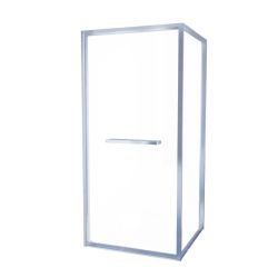 Paroi de douche d'angle porte rentrante 90 cm CLEVER - Profilé chromé - Verre 6 mm sérigraphié