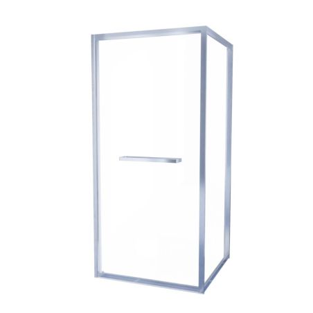 Paroi de douche d'angle porte rentrante 90 cm CLEVER - Profilé chromé - Verre 6 mm sérigraphié