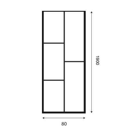 Dimensions paroi de douche d'angle porte pivotante 80 cm ATELIA - Profilé noir - Verre 6 mm sérigraphié