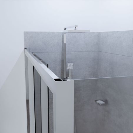 Paroi de douche coulissante NERINA vue du dessus - Profilé chromé - Verre 6 mm