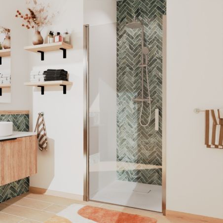 Porte de douche pivotante 90 cm DYLANE - Profilé chromé - Verre 6mm