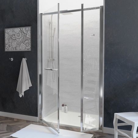 Double portes de douche pivotantes à gauche OCEANE PMR - 120 cm