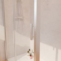 Poignée paroi d'angle NERINA - Porte coulissante 120 cm + Retour fixe 80 cm - Profilé chromé