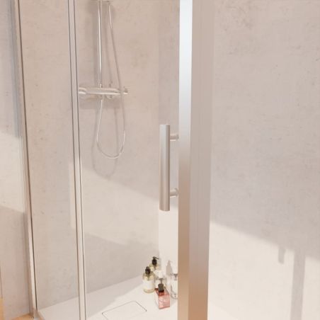 Poignée paroi d'angle NERINA - Porte coulissante 120 cm + Retour fixe 80 cm - Profilé chromé
