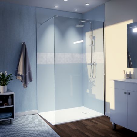 Paroi de douche fixe STURDY 120 cm - Profilé chromé - Verre 10 mm