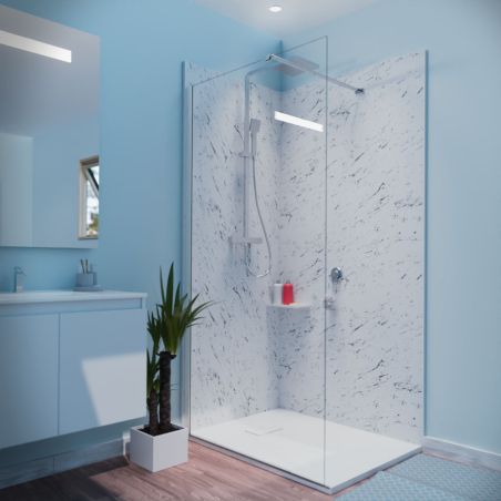 Paroi de douche fixe 100 cm CALYPSO - Profilé chromé - Verre 8 mm