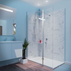 Paroi de douche fixe avec volet pivotant 90 cm + volet pivotant 40 cm CALYPSO - Profilé chromé - Verre 8 mm