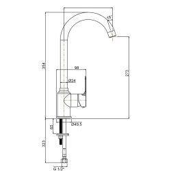 Dimensions mitigeur évier chromé JESSY - Tarif pro