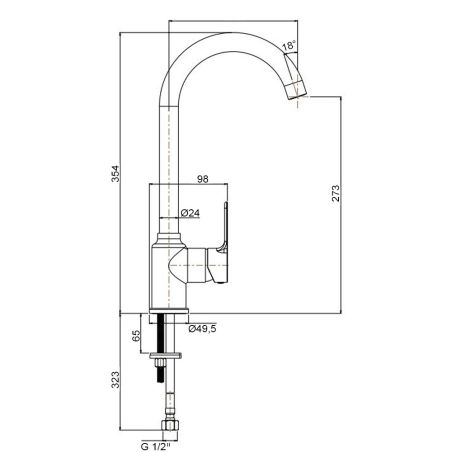 Dimensions mitigeur évier chromé JESSY - Tarif pro