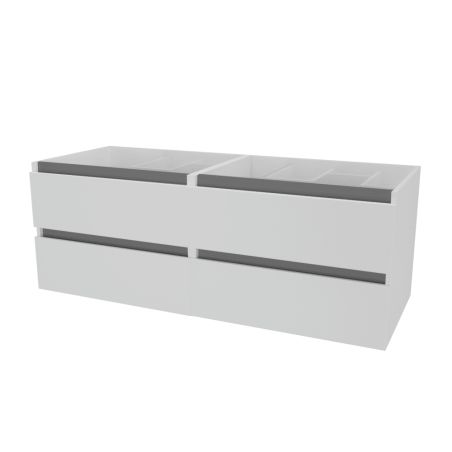 Caisson de meuble salle de bain ARLEQUIN 140 cm - Blanc brillant - Traverses grises